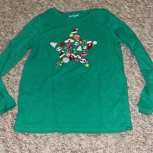 4/$12 Cat&Jack girls l/s holiday tee size S
